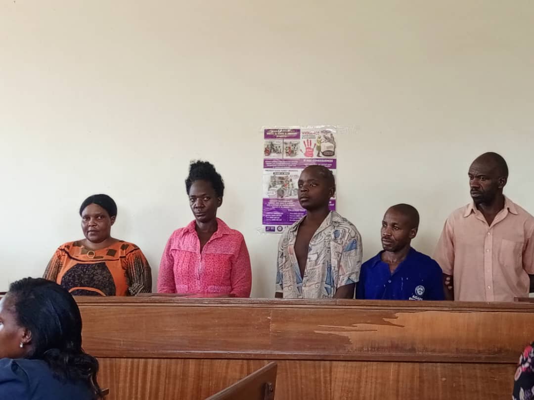 Five people accused of murdering Eng Daniel Bbosa, the head of the Ndiga clan appearing before Court.