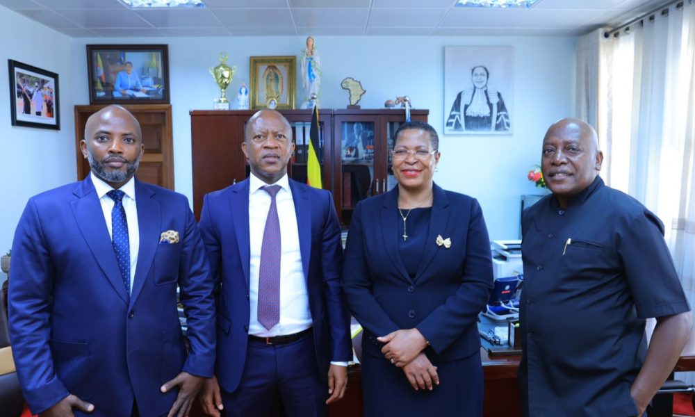 Left to Right: Vice Chairman Council for Abavandimwe Dr Lawrence Muganga who also doubles as the Victoria University Vice Chancellor , Chairman Frank Gashumba , Speaker of Parliament Anita Among and MP Gonzaga Sewungu.